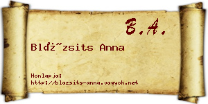 Blázsits Anna névjegykártya